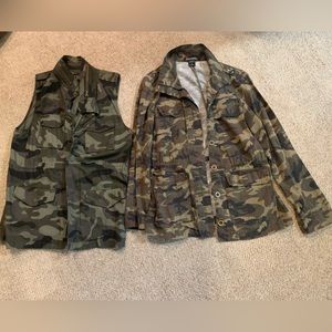 2 Camo Jacket & Vest cinched Waist Sz Med Lovetree